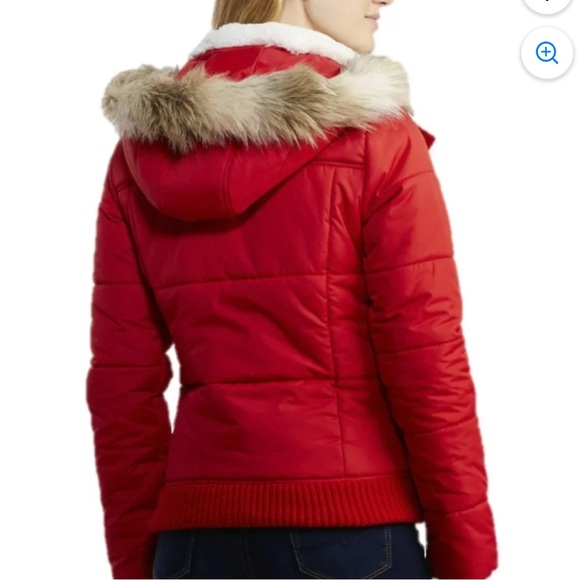 Aeropostale Red Puffer Jacket with Faux Fur - Picture 2 of 5